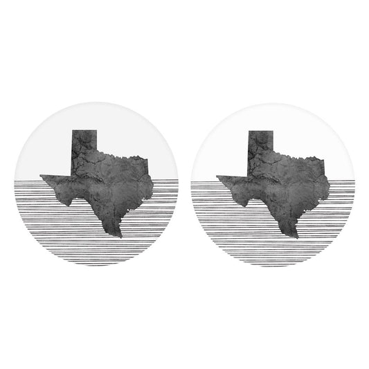 Modern Texas State Shape With Straight Lines | Absorbent Car Coasters | Set of 2 | Min 4