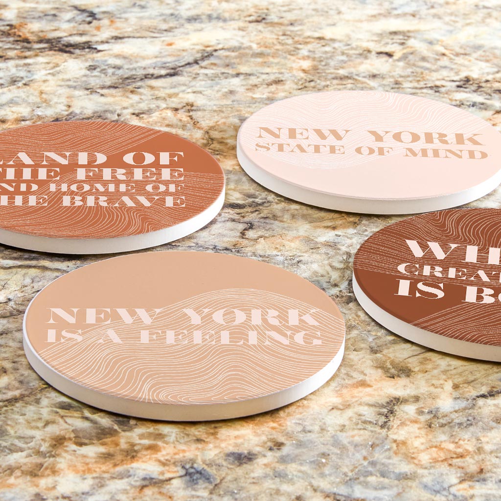 Modern Minimalist New York Quips | Absorbent Coasters | Set of 4 | Min 2