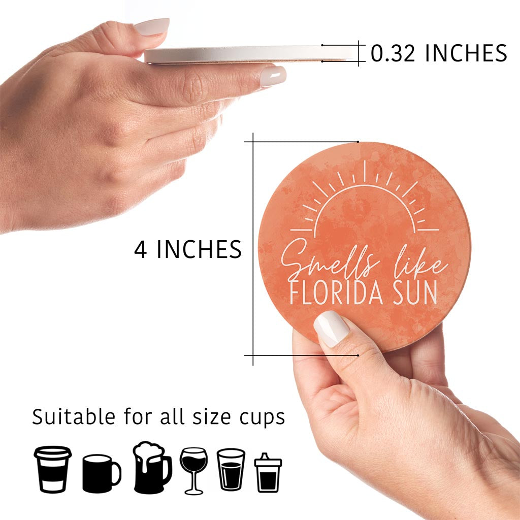 Smells Like Florida Sun Pink | Absorbent Coasters | Set of 4 | Min 2