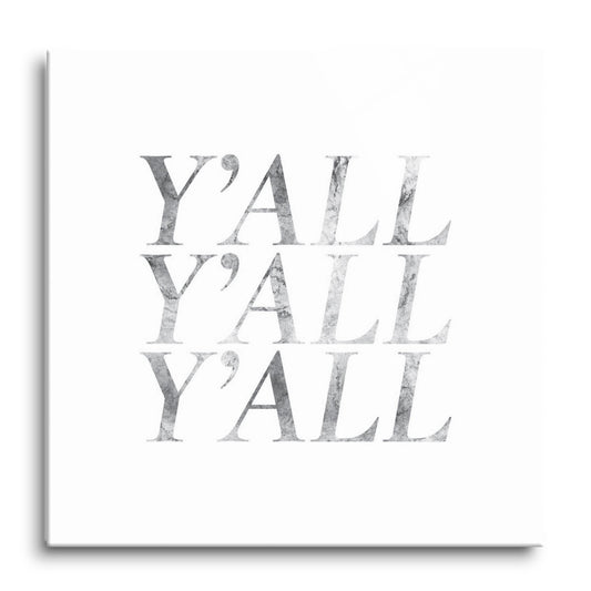 Minimalistic B&W Texas Textured Yall | Hi-Def Glass Art | Eaches | Min 1