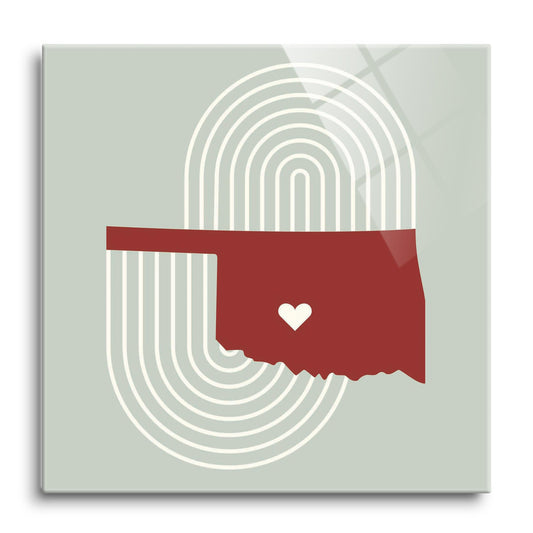 Modern Minimalist Oklahoma Chickasha Heart | Hi-Def Glass Art | Eaches | Min 1