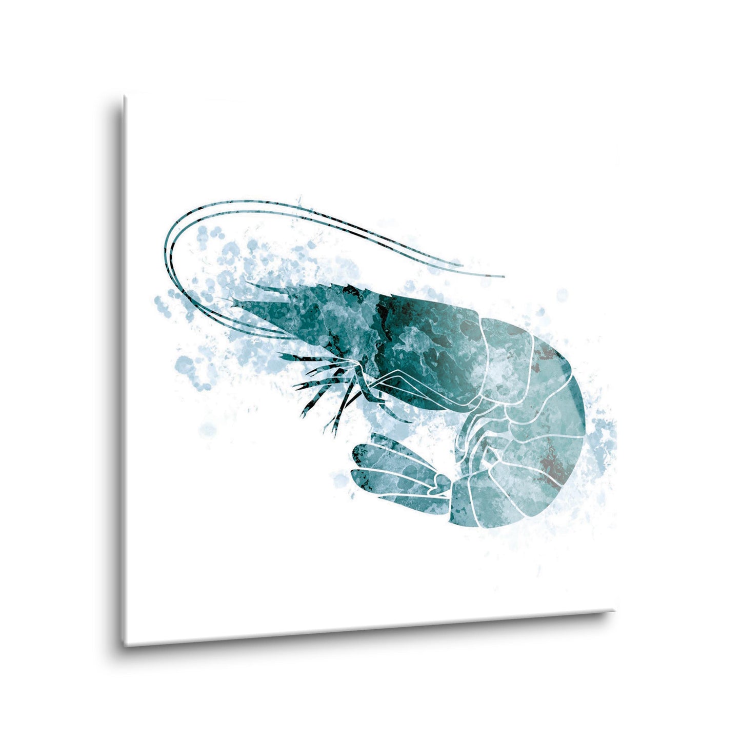 Blue White Water Color Shrimp | Hi-Def Glass Art | Eaches | Min 2