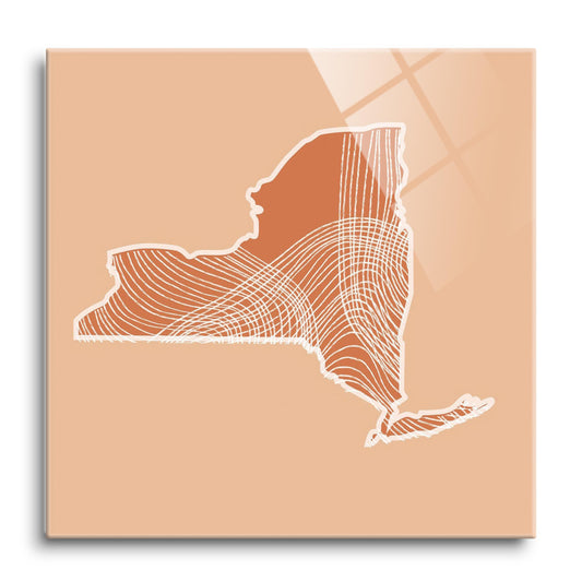 Modern Minimalist New York State Fluid Lines Light | Hi-Def Glass Art | Eaches | Min 1