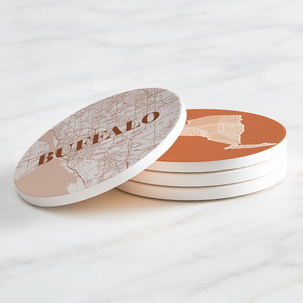 Modern Minimalist New York Buffalo State| Absorbent Coasters | Set of 4 | Min 2