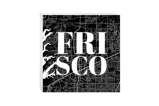Minimalistic B&W Texas Frisco Map | Wood Block | Eaches | Min 2