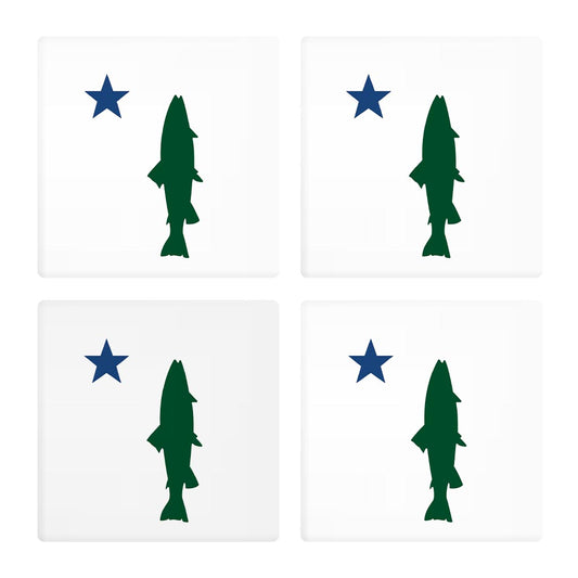 New England Star And Trout | Absorbent Coasters | Set of 4 | Min 2