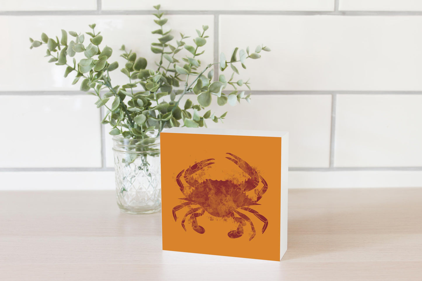 Louisiana Colorful Water Color Blue Crab | Wood Block | Eaches | Min 4