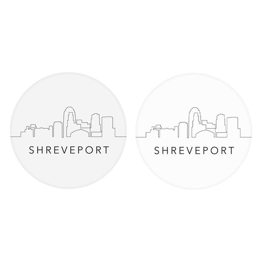 Modern Louisiana Shreveport City Line Drawing| Absorbent Car Coasters | Set of 2 | Min 4