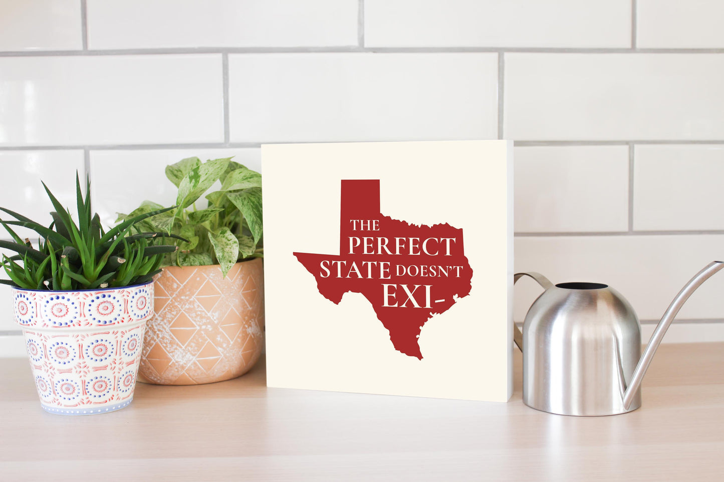 Modern Minimalist Texas Colors Perfect State | Wood Block | Eaches | Min 2