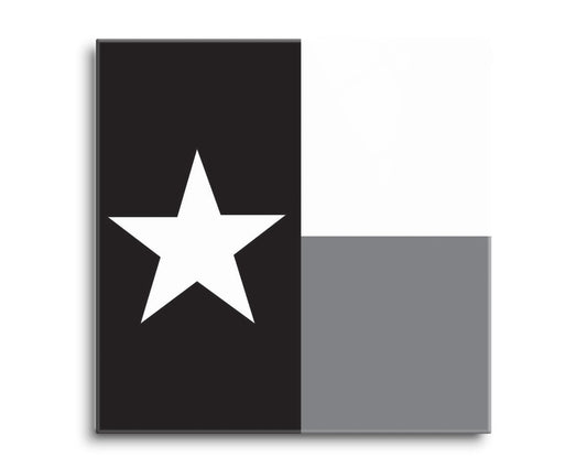 Minimalistic B&W Texas State Flag | Hi-Def Glass Art | Eaches | Min 2