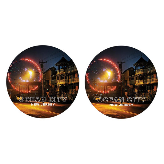 OCNJ Photo With Text | Absorbent Car Coasters | Set of 2 | Min 4