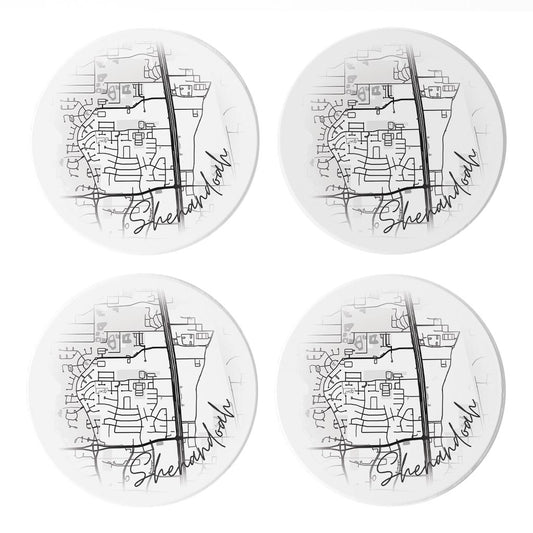 Minimalistic B&W Texas Shenandoah Circle Map | Absorbent Coasters | Set of 4 | Min 2