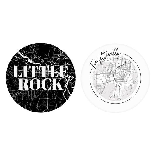 B&W Minimalist Arkansas Little Rock Fayetteville| Absorbent Car Coasters | Set of 2 | Min 4