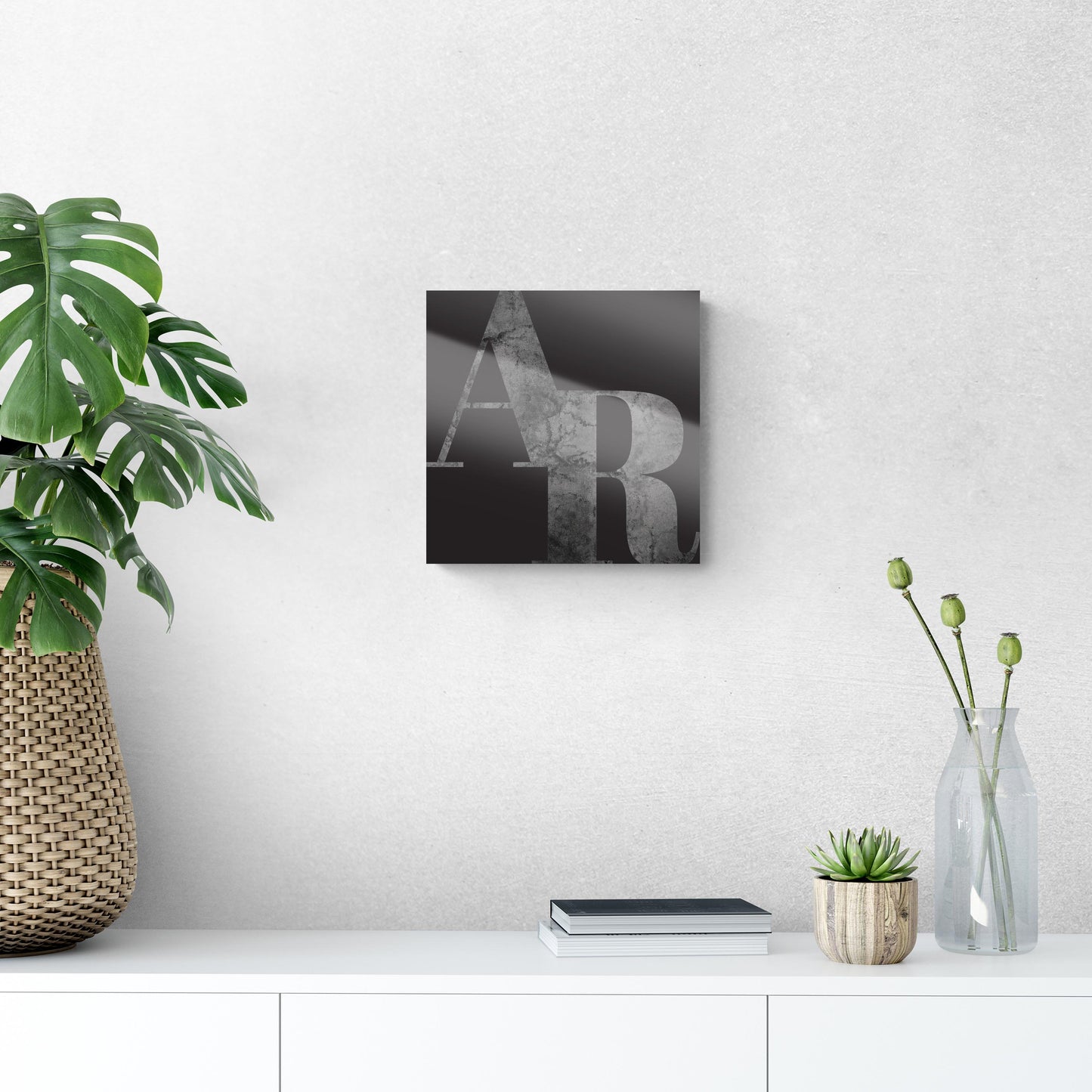 B&W Minimalist Arkansas Black Initials | Hi-Def Glass Art | Eaches | Min 1