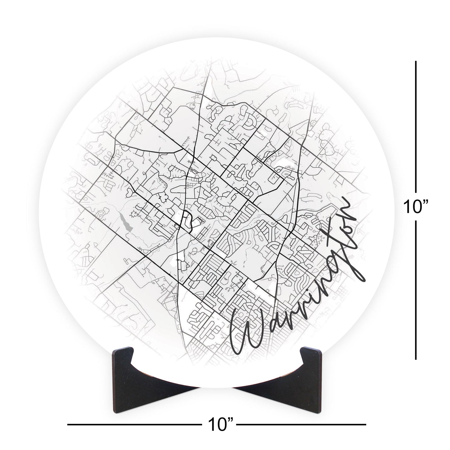 Minimalistic B&W Pennsylvania Warrington Circle Map | Wood Sign | Eaches | Min 1