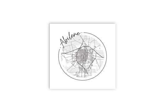 Minimalist B&W Texas Abilene Circle Map | Wood Sign | Eaches | Min 2