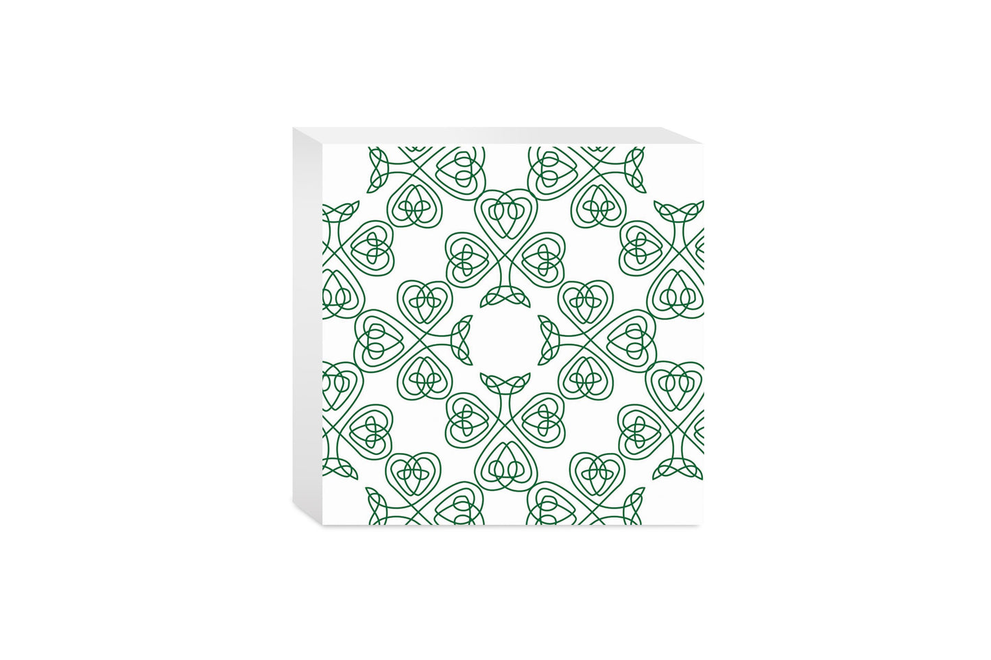 White Green Shamrock Pattern | Wood Block | Eaches | Min 4