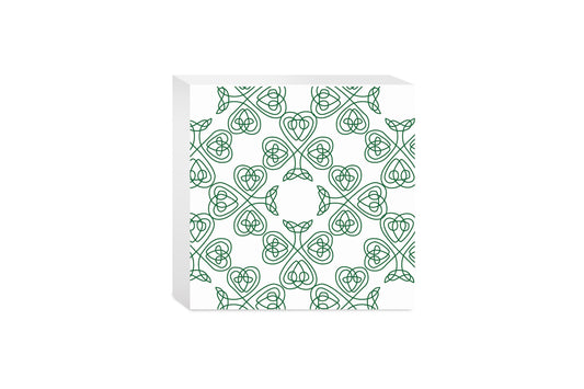 White Green Shamrock Pattern | Wood Block | Eaches | Min 4