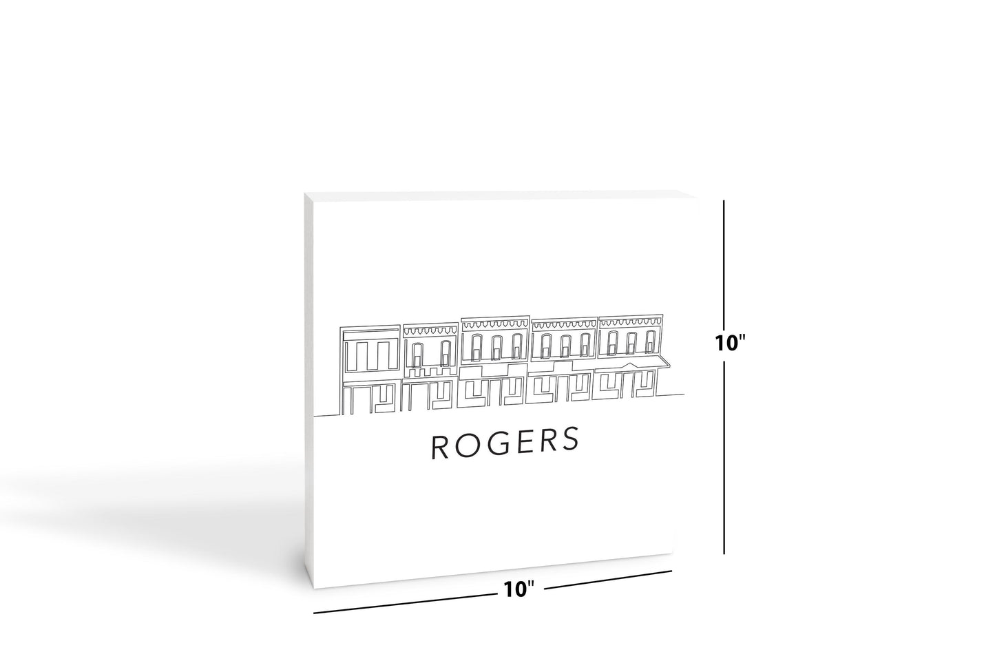 Minimalist B&W Arkansas Rogers Skyline | Wood Block | Eaches | Min 2