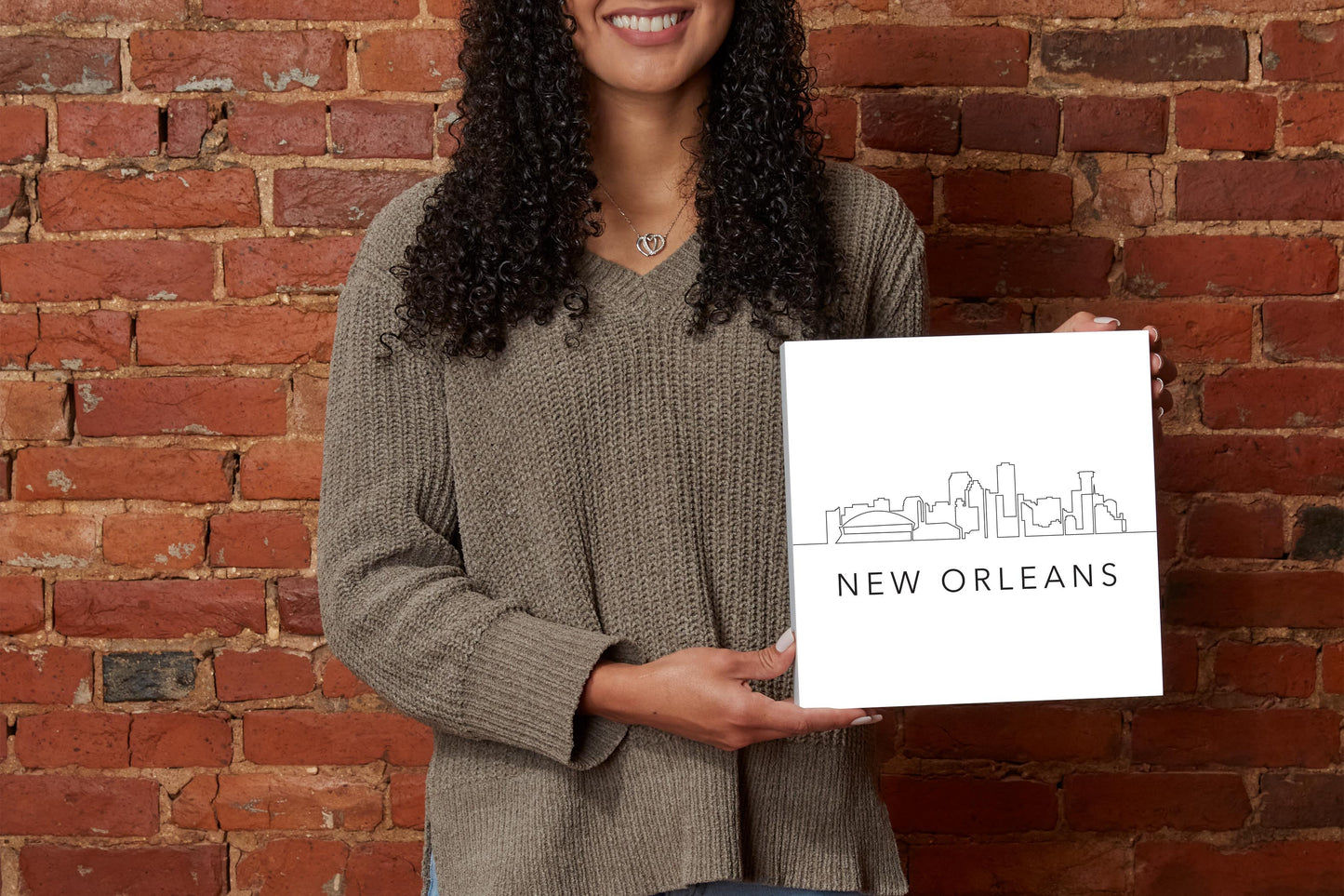 Modern Louisiana New Orleans City Line Drawing | Wood Block | Eaches | Min 2