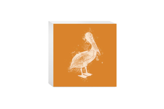 Modern Minimalist Louisiana Pelican Water Color | Wood Block | Eaches | Min 4