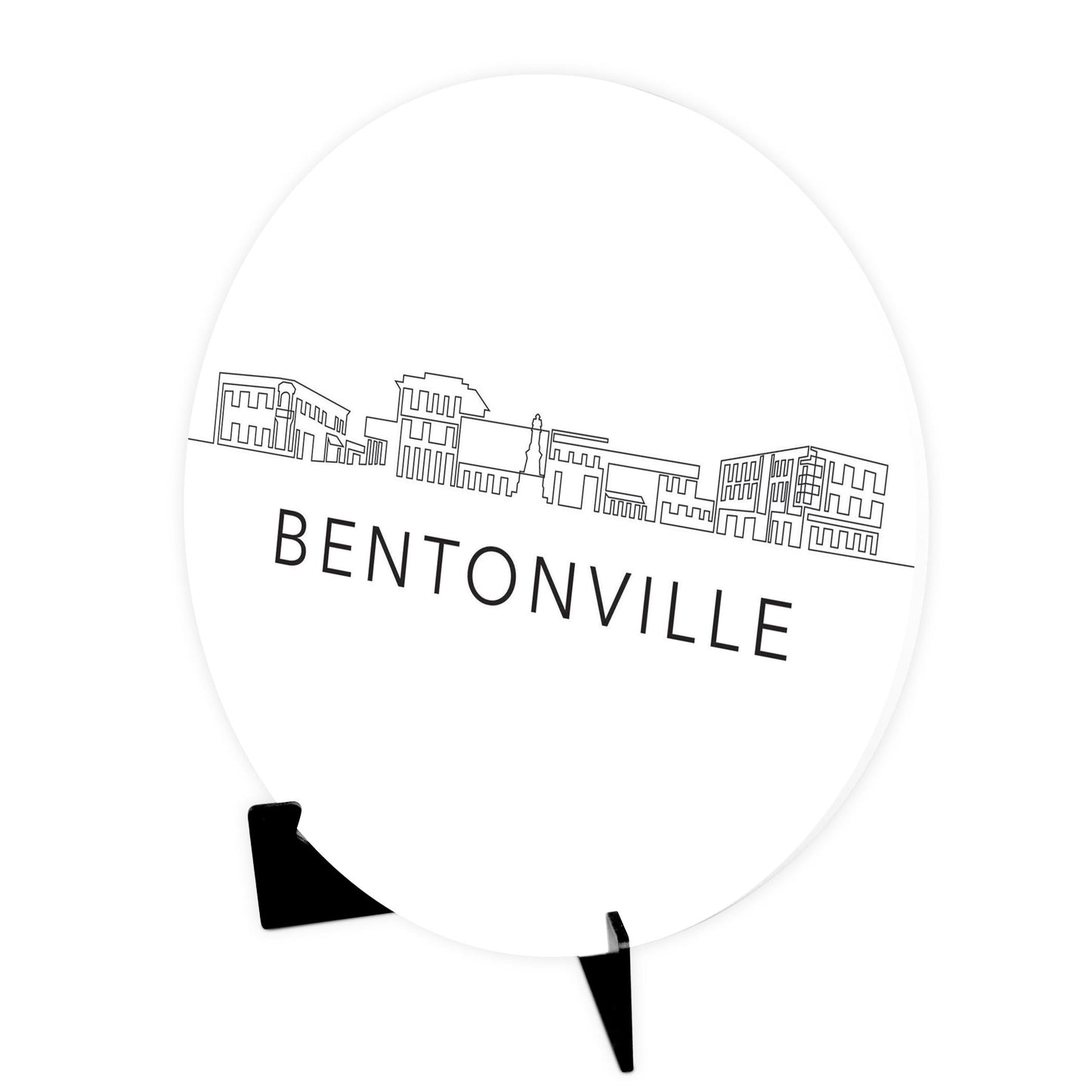 Minimalist B&W Arkansas Bentonville Skyline | Wood Sign | Eaches | Min 1
