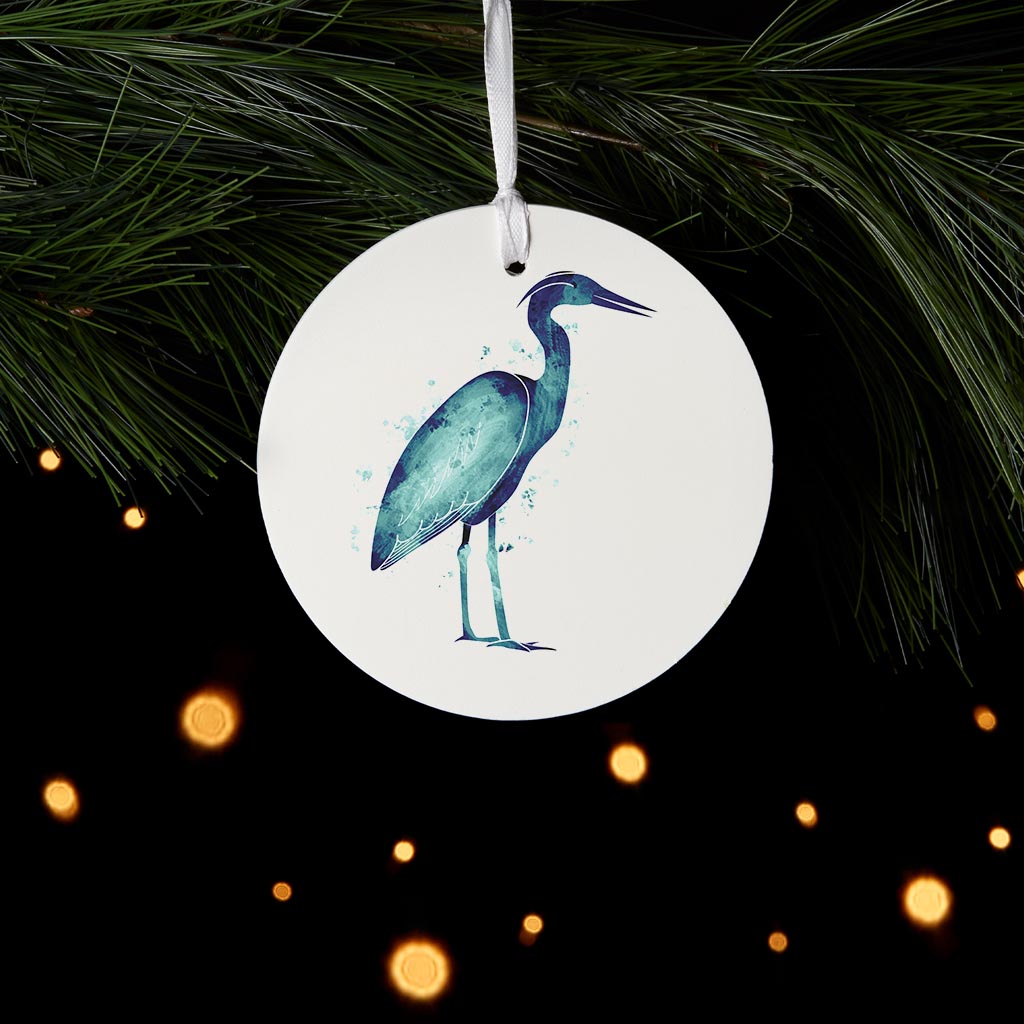 East Coast Water Color Heron | Wood Ornament | Eaches | Min 6