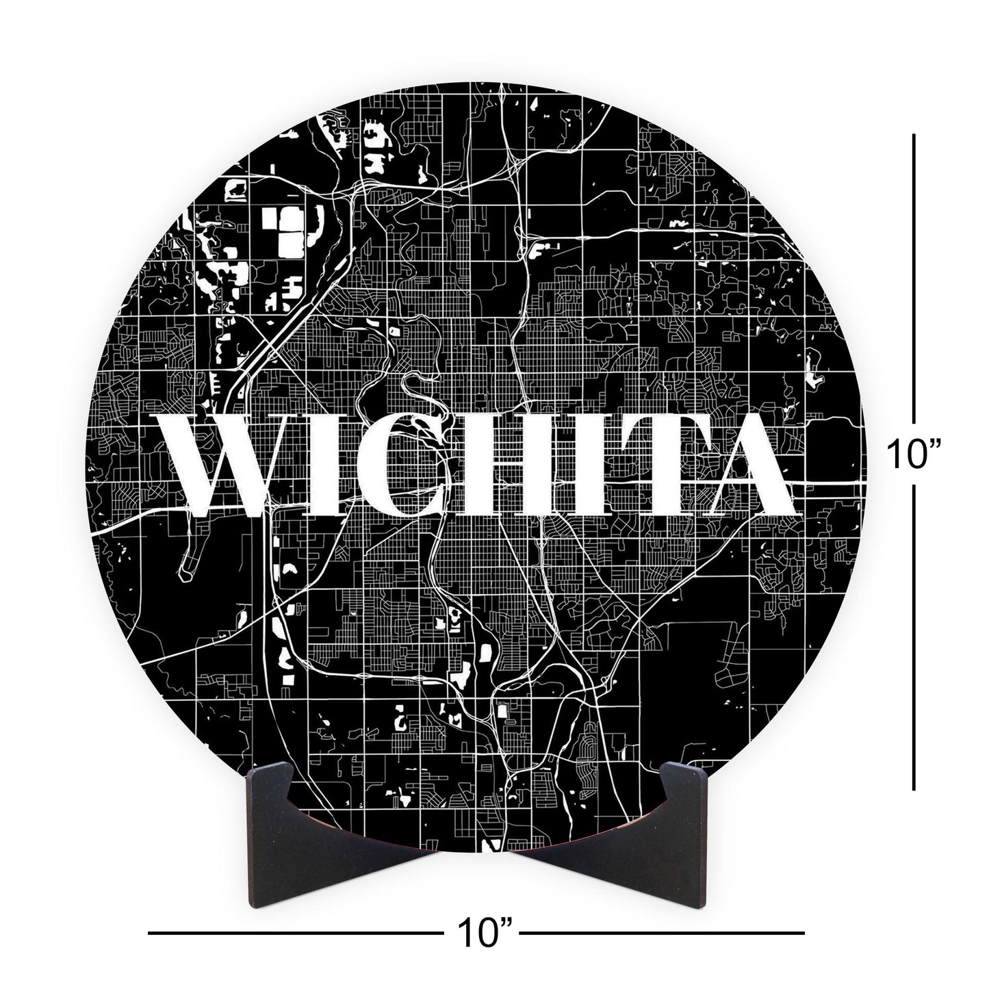 Minimalist B&W Kansas Wichita Map | Wood Sign | Eaches | Min 1