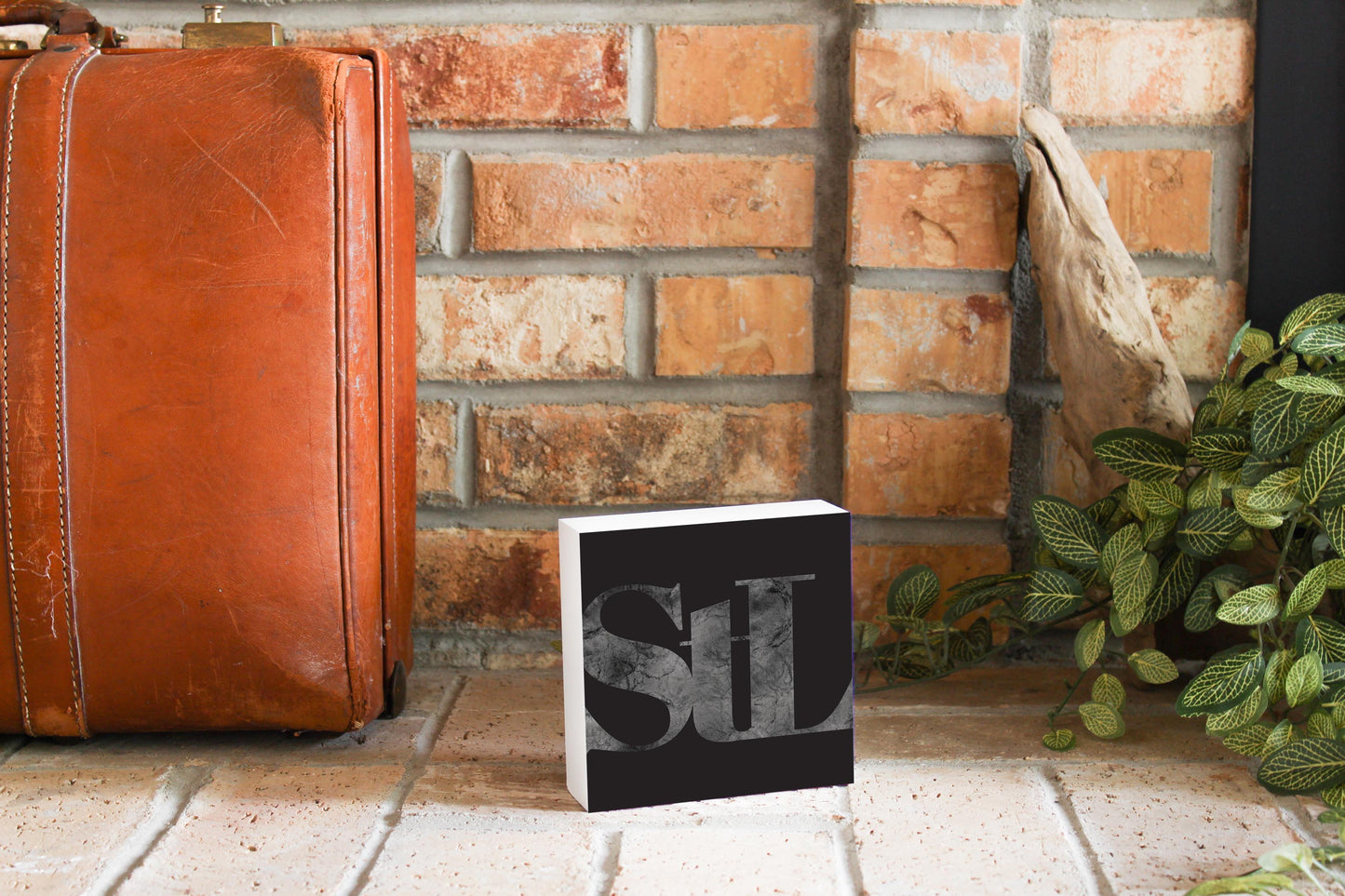 Minimalist B&W Missouri St Louis Black Initials | Wood Block | Eaches | Min 4