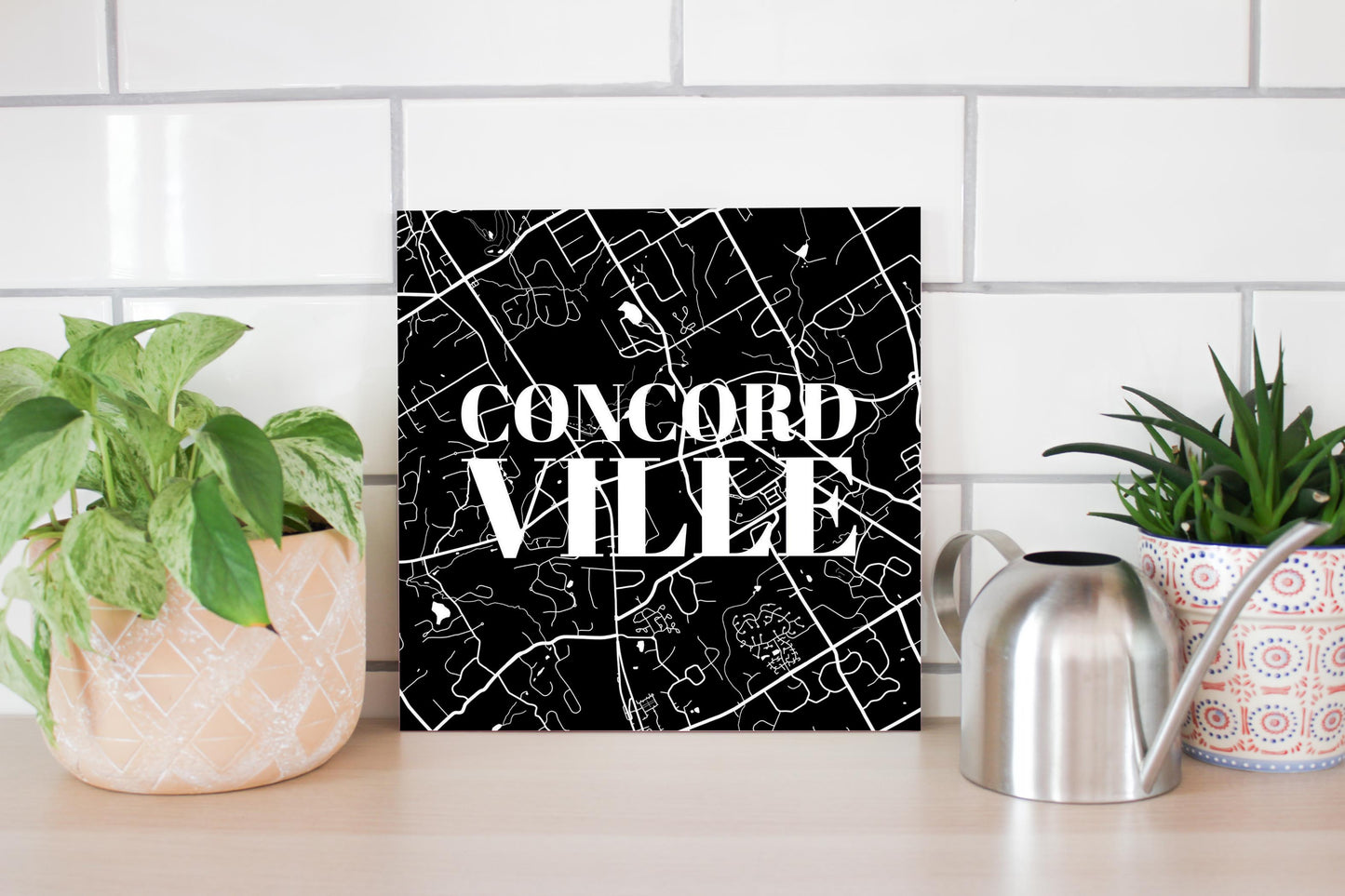 Minimalistic B&W Pennsylvania Concordville Map | Wood Sign | Eaches | Min 2