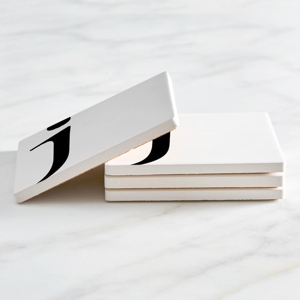 Minimal Monogram J | Absorbent Coasters | Set of 4 | Min 2