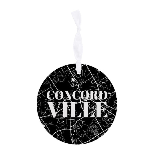 Minimalistic B&W Pennsylvania Concordville Map | Wood Ornament | Eaches | Min 6