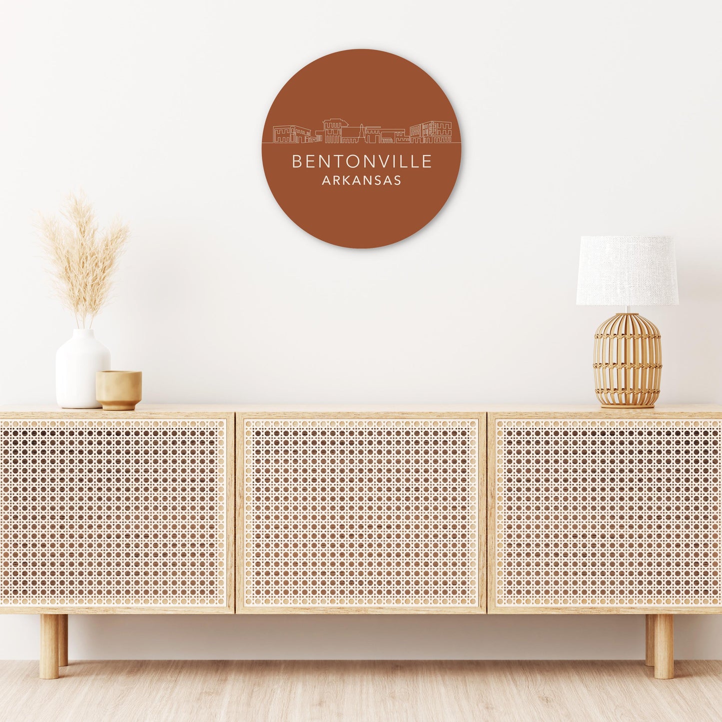 Modern Minimalist Arkansas Bentonville Skyline | Wood Sign | Eaches | Min 1