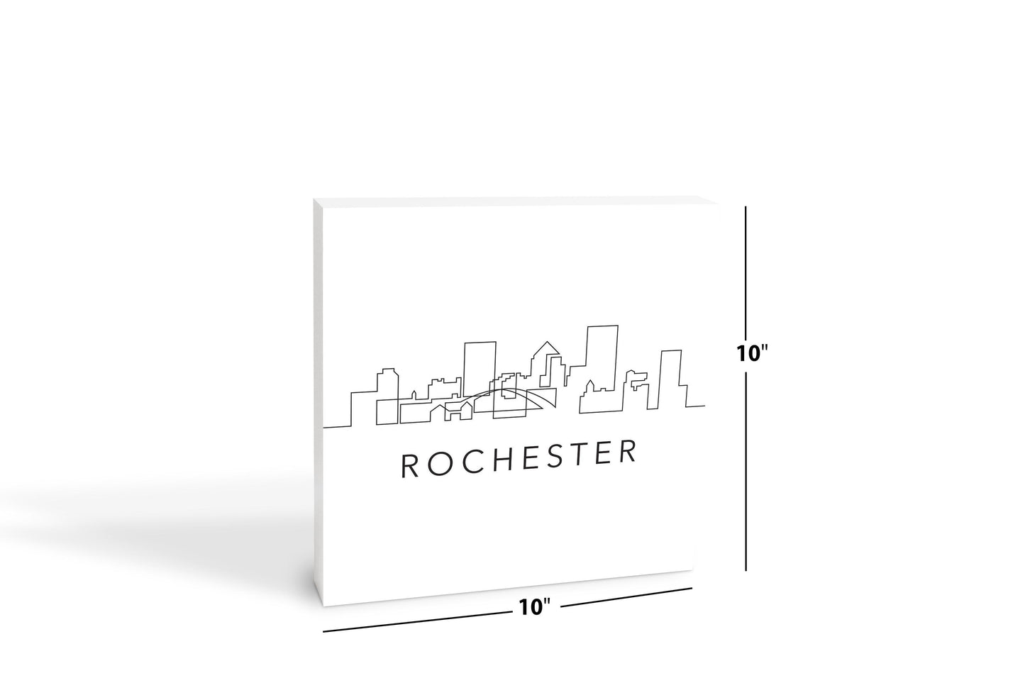 Minimalistic B&W New York Rochester Skyline | Wood Block | Eaches | Min 2