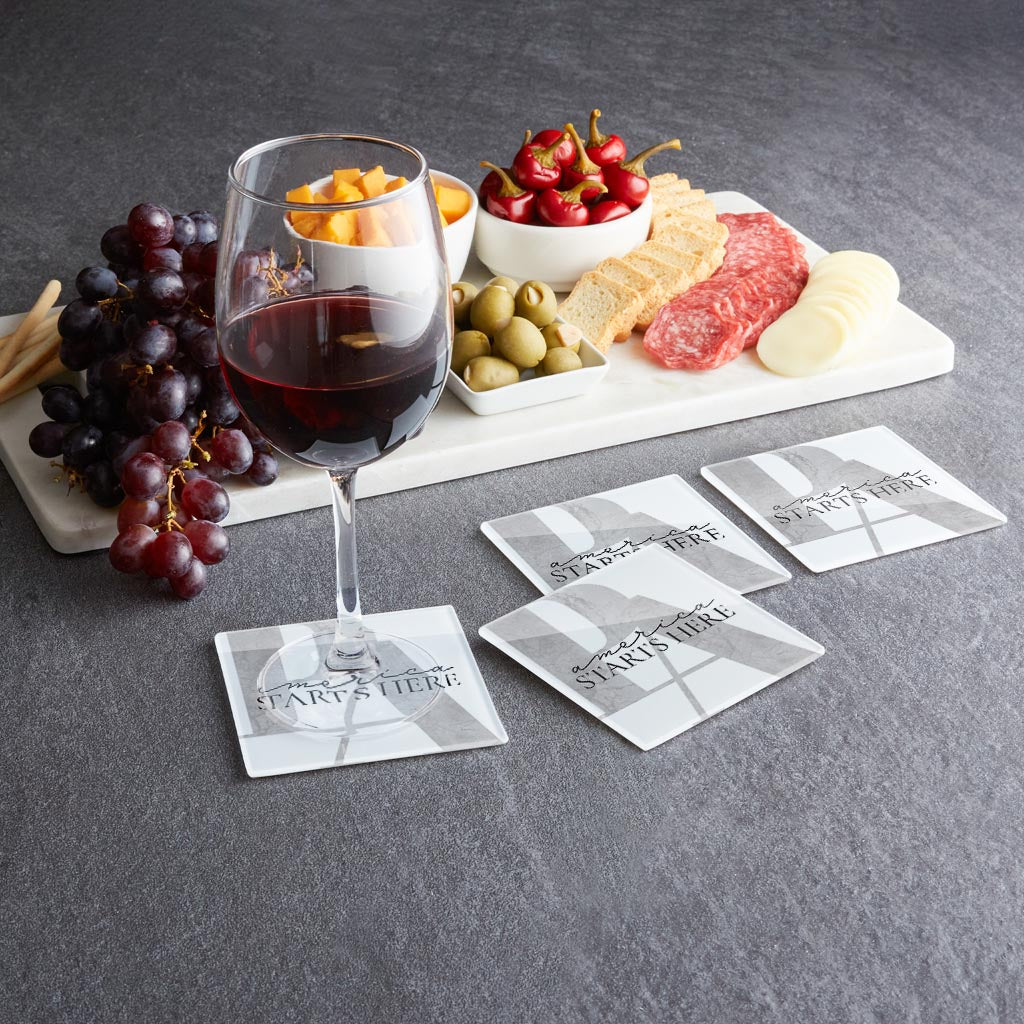 Minimalistic B&W Pennsylvania America Quip | Hi-Def Glass Coasters | Set of 4 | Min 2