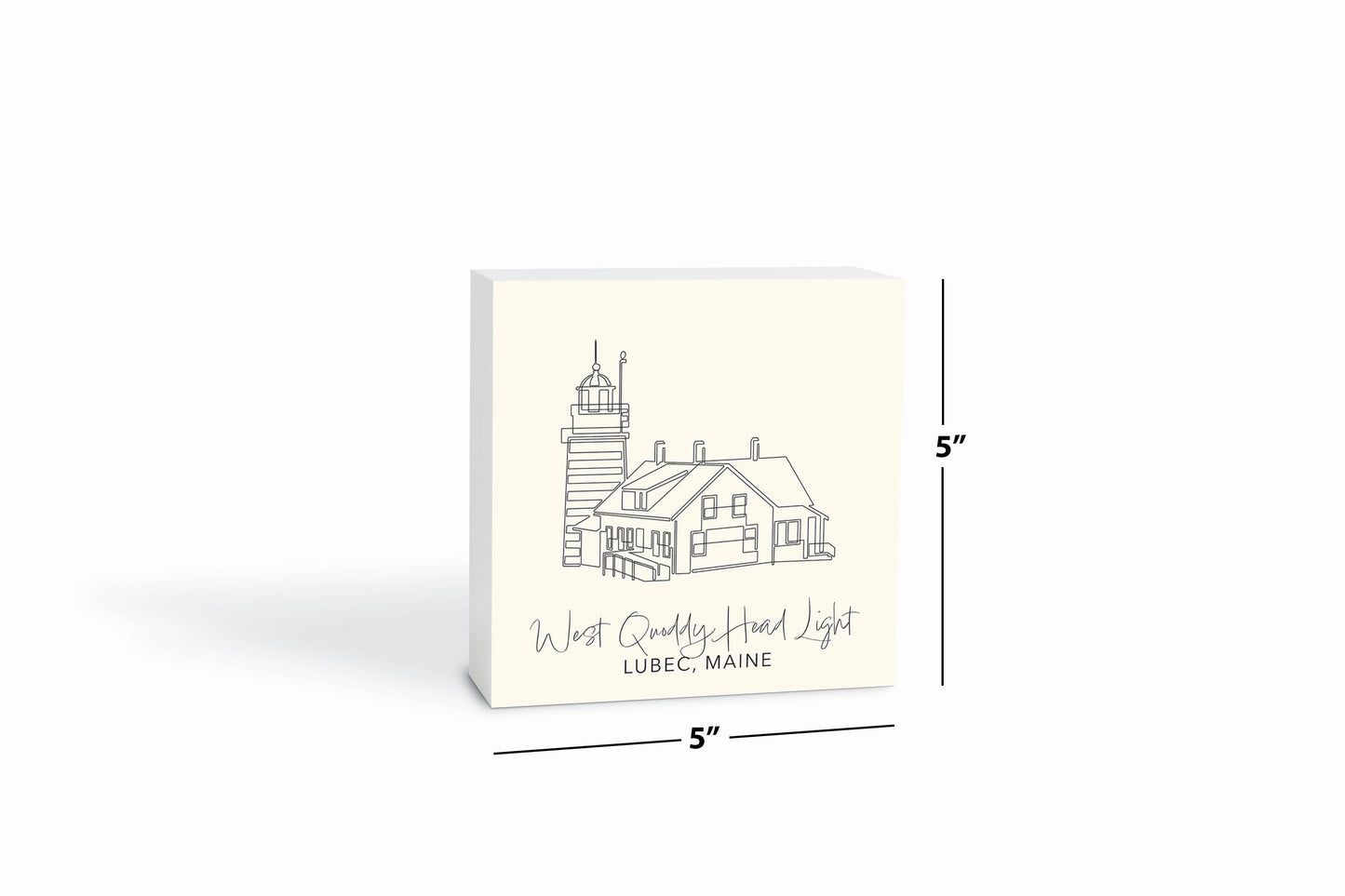 Cream West Quoddy Head Light | Wood Block | Eaches | Min 4