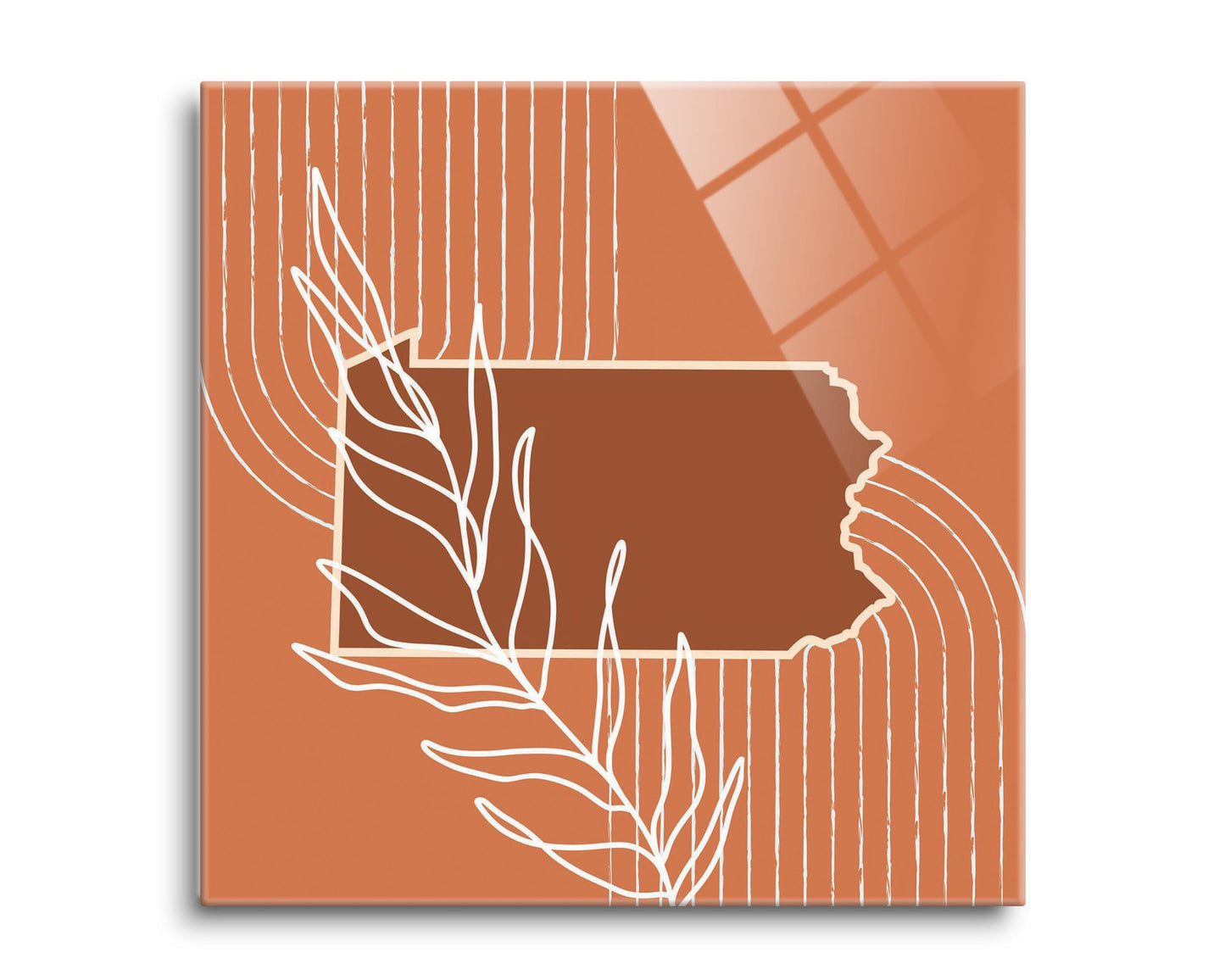 Modern Minimalist Pennsylvania State Leaf | Hi-Def Glass Art | Eaches | Min 2