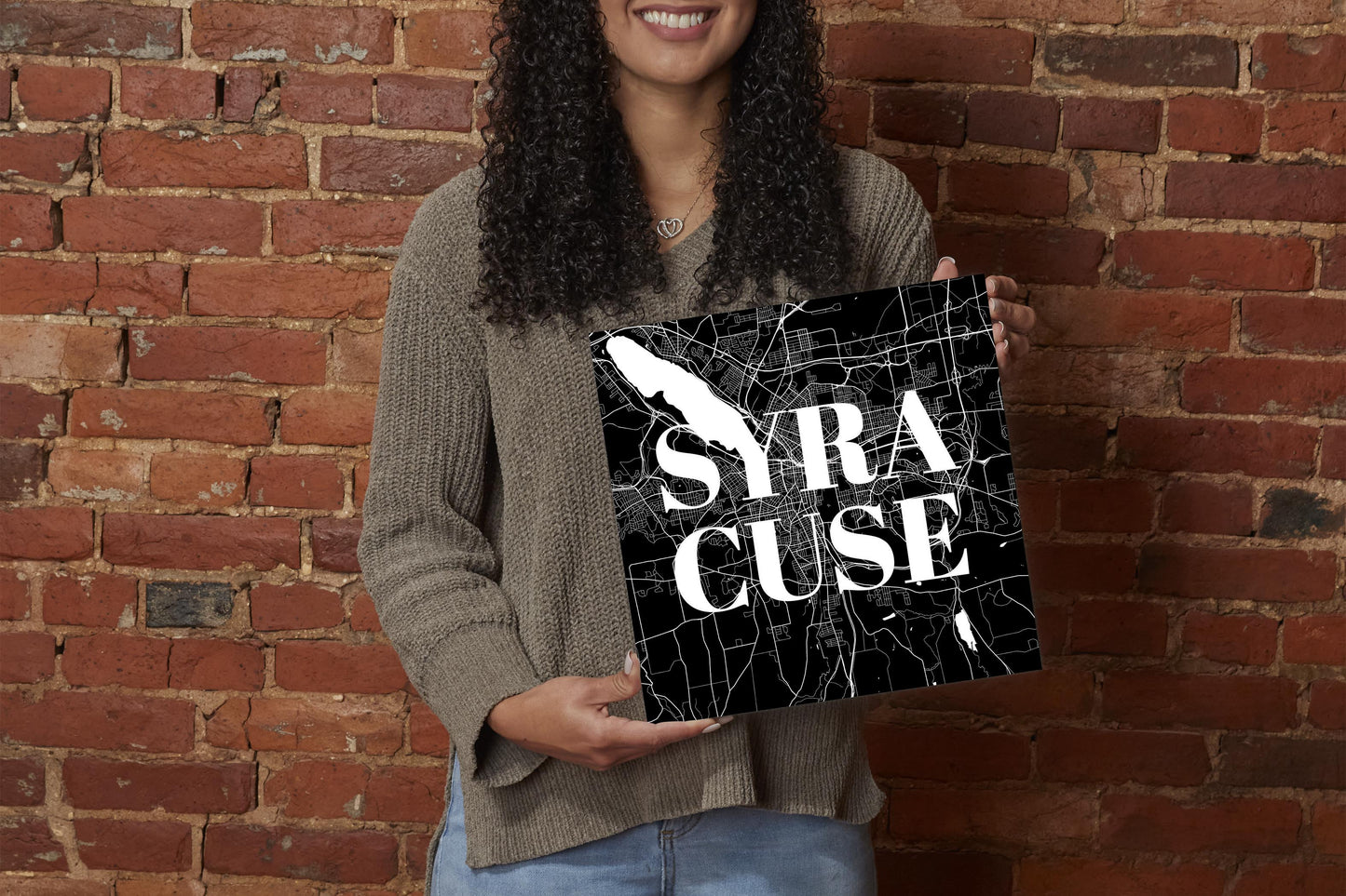 Minimalistic B&W New York Syracuse Map | Wood Sign | Eaches | Min 2