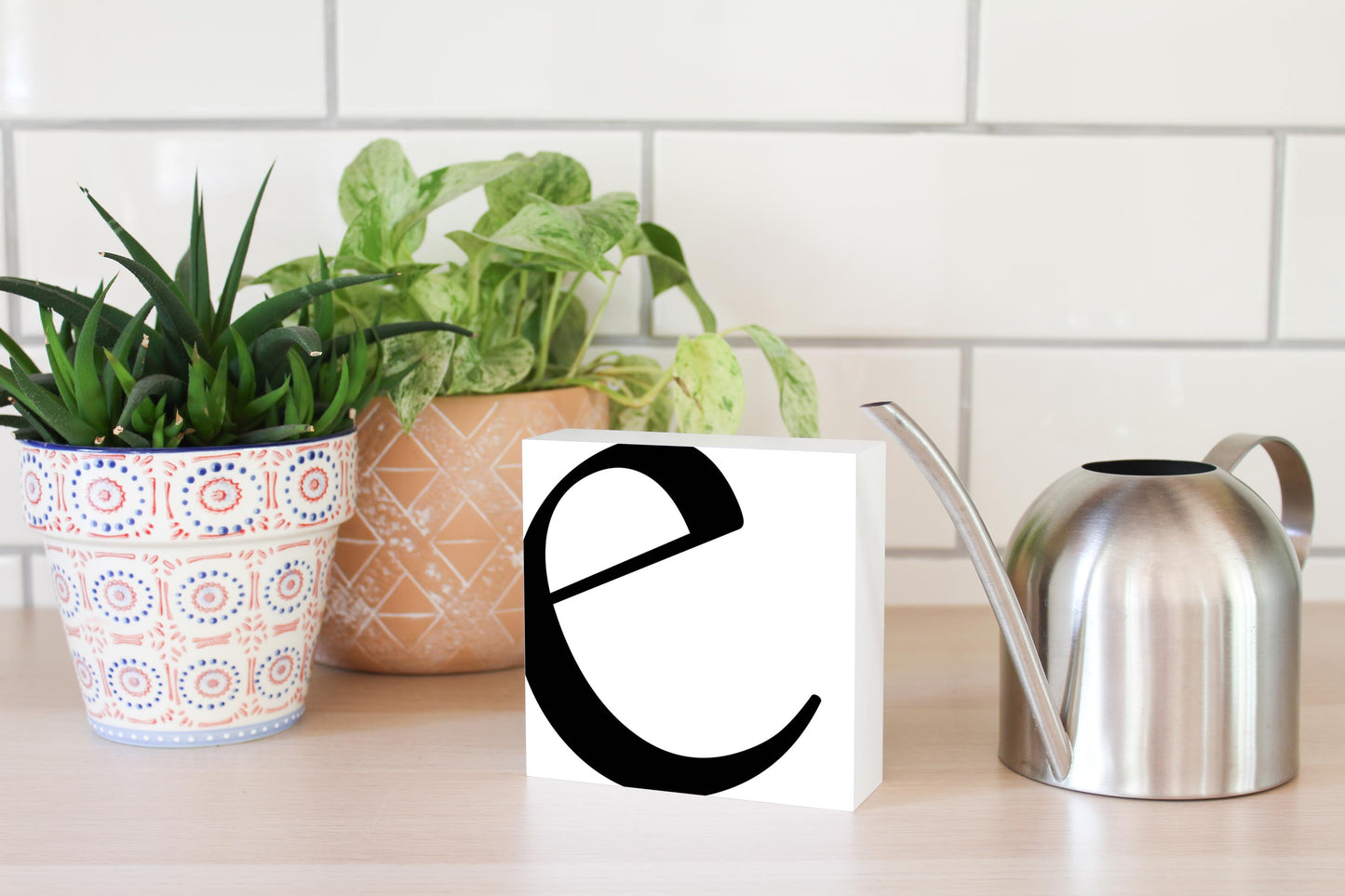 Minimal Monogram E| Wood Block | Eaches | Min 4
