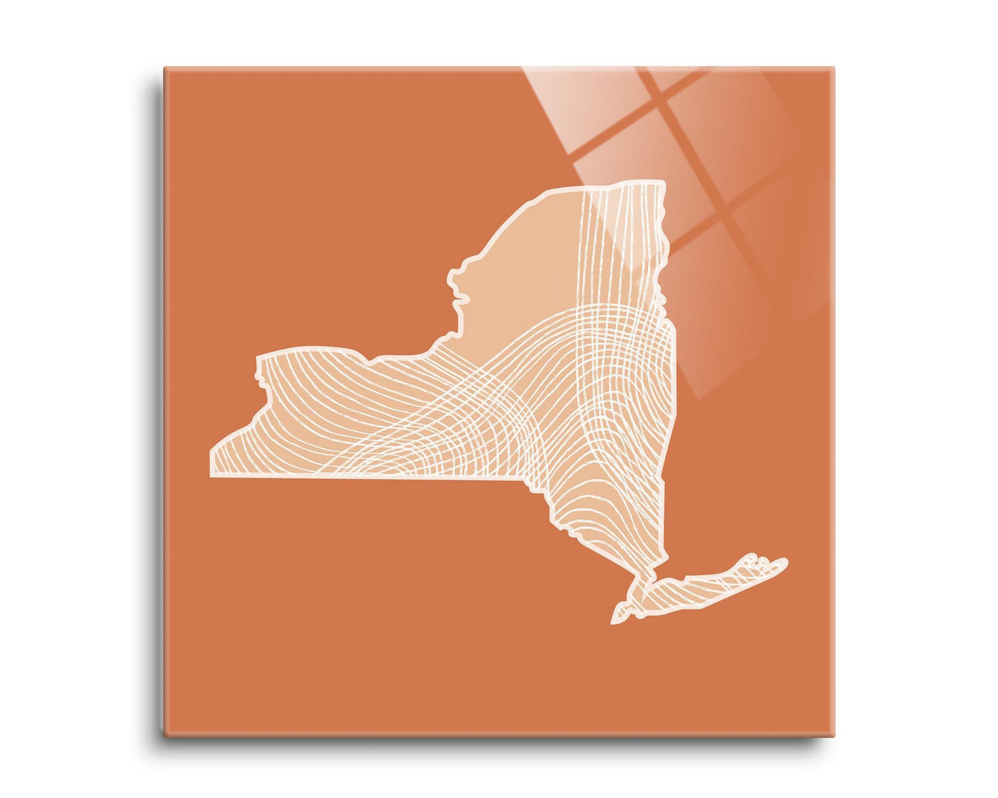 Modern Minimalist New York State Fluid Lines Dark | Hi-Def Glass Art | Eaches | Min 2
