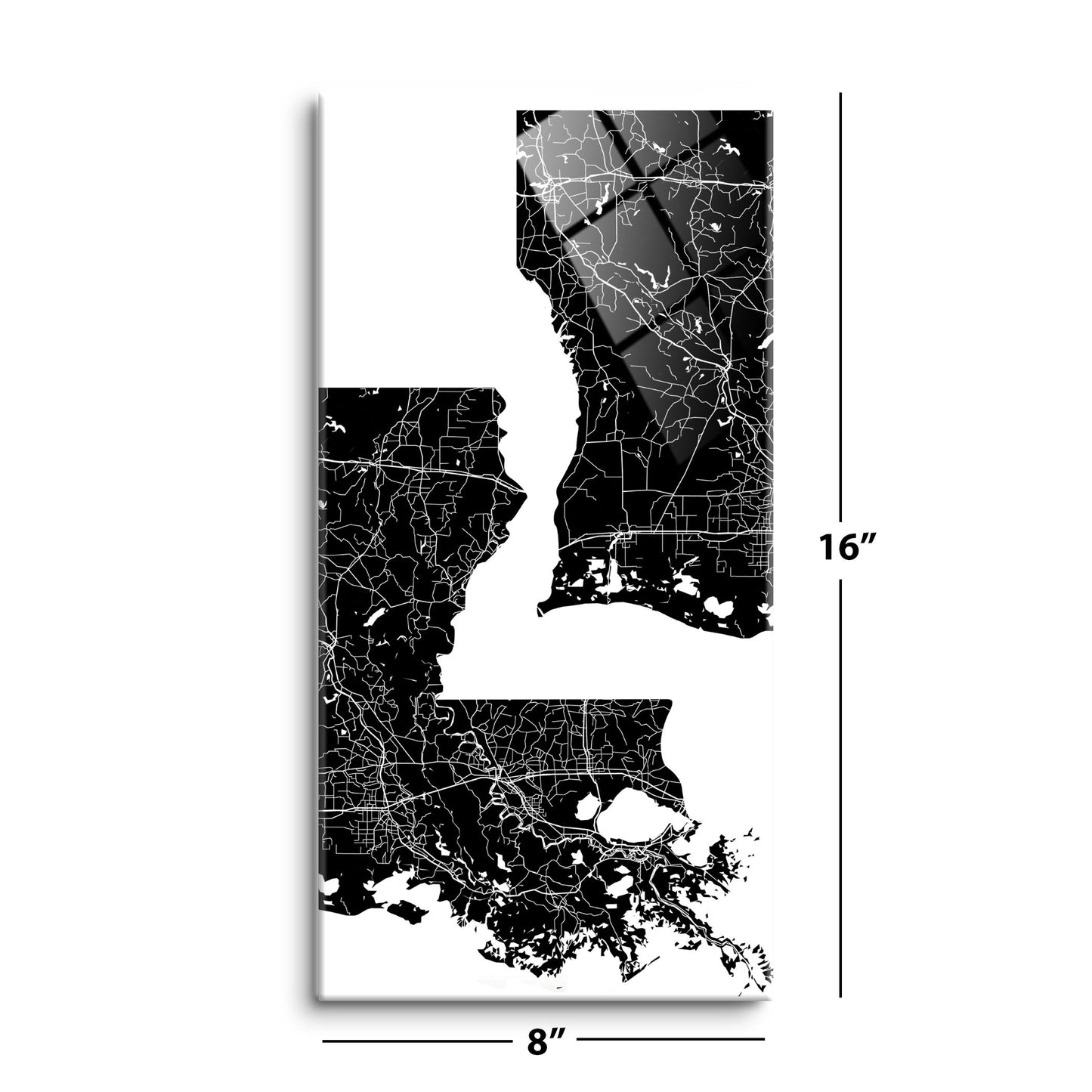 Modern Louisiana State Shape With Map | Hi-Def Glass Art | Eaches | Min 2