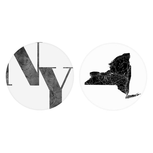 Minimalistic B&W New York Initials State| Absorbent Car Coasters | Set of 2 | Min 4