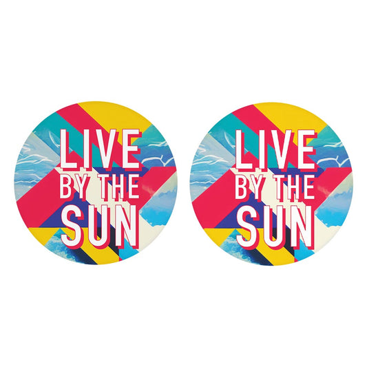 Live By The Sun | Absorbent Car Coasters | Set of 2 | Min 4