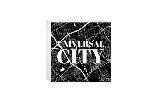 Minimalistic B&W Texas Universal City Map| Wood Block | Eaches | Min 4