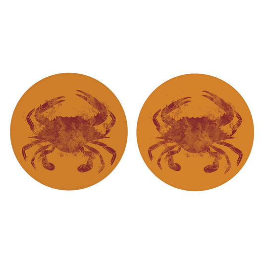 Louisiana Colorful Water Color Blue Crab | Absorbent Car Coasters | Set of 2 | Min 4