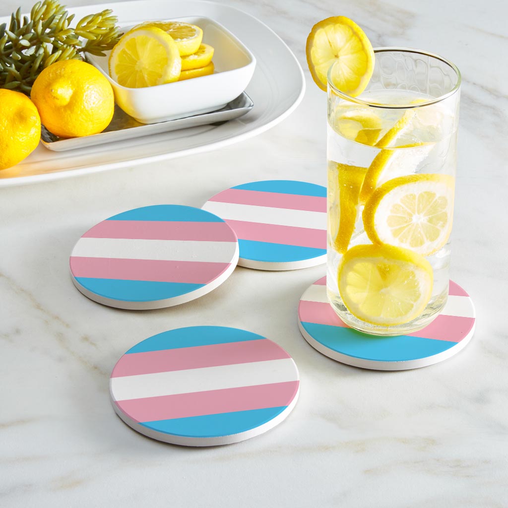 Transgender Pride Flag Colors | Absorbent Coasters | Set of 4 | Min 2