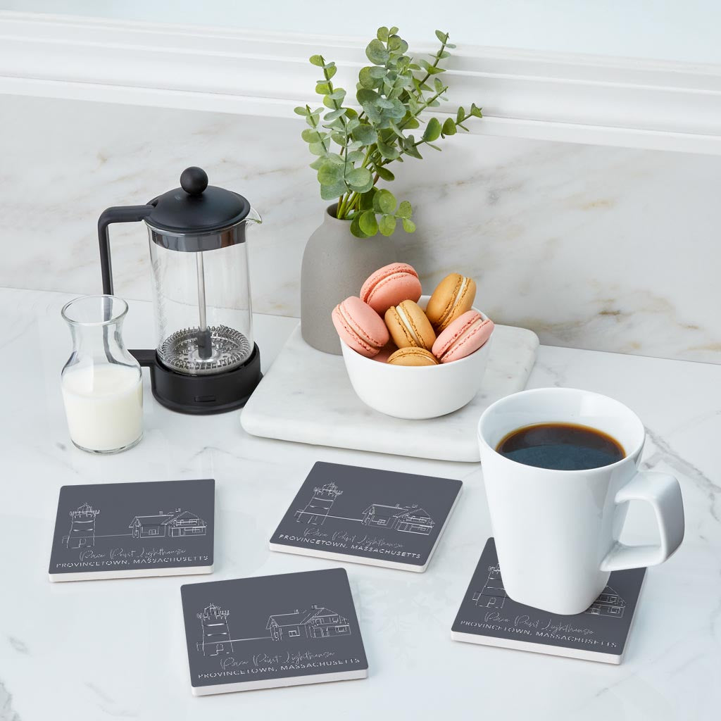 Race Point Lighthouse Muted Coastal | Absorbent Coasters | Set of 4 | Min 2