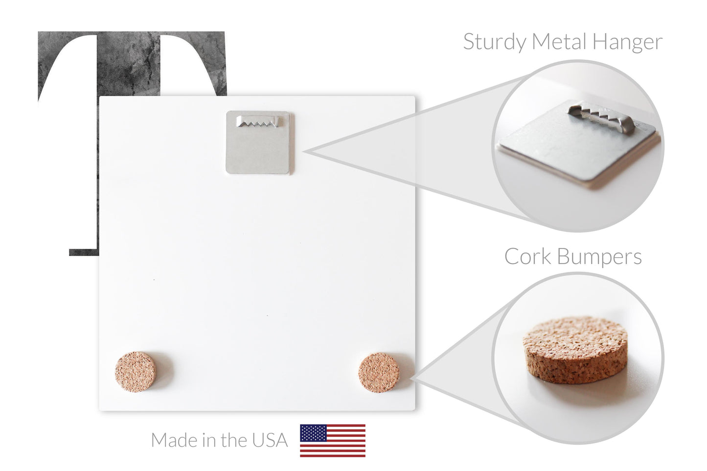 Minimalist B&W Tennessee White Initials | Hi-Def Glass Art | Eaches | Min 2