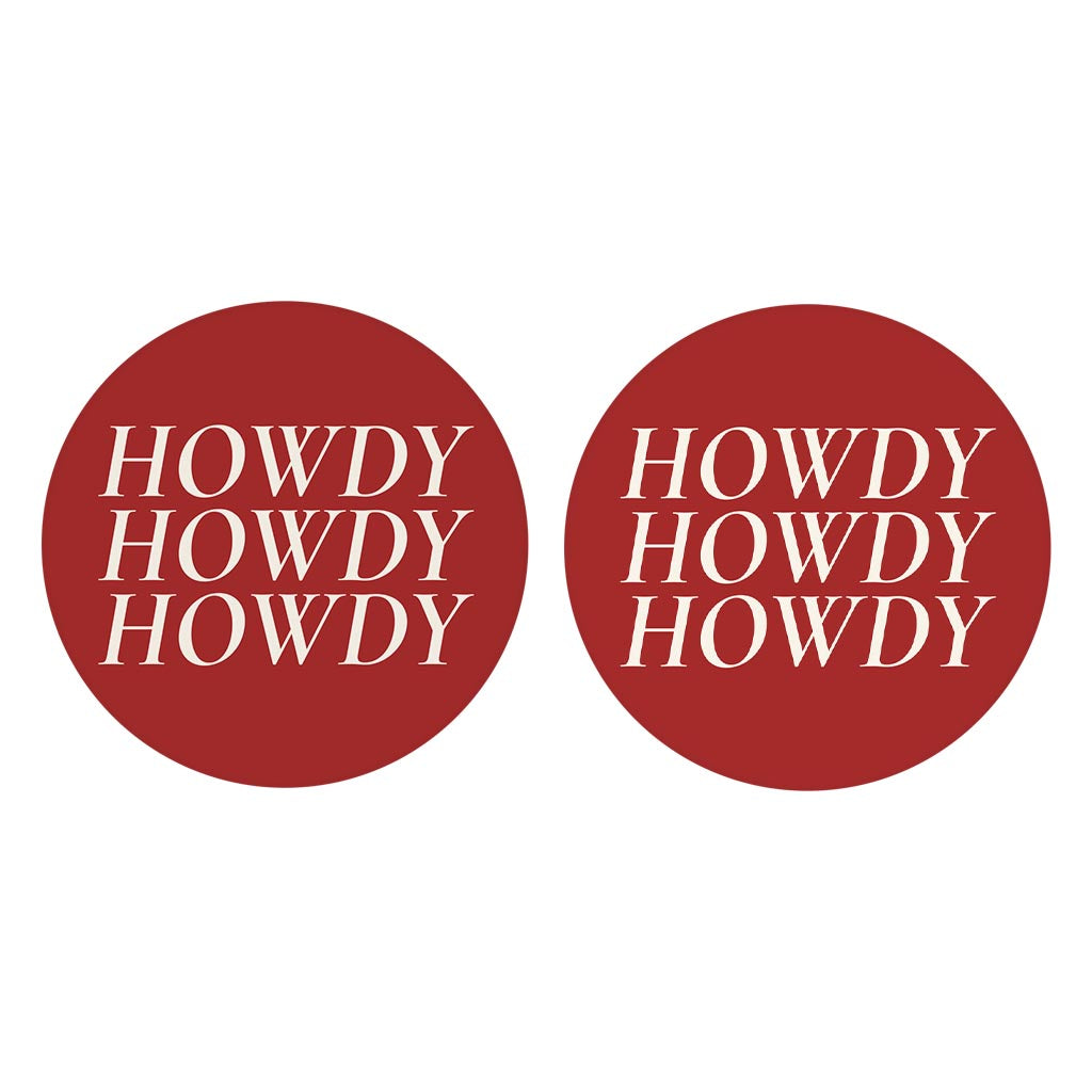 Modern Minimalist Texas Colors Howdy | Absorbent Car Coasters | Set of 2 | Min 4