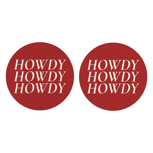 Modern Minimalist Texas Colors Howdy | Absorbent Car Coasters | Set of 2 | Min 4